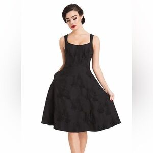 Voodoo Vixen Black Square-Neck Midi Fit & Flare Dress